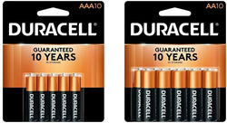Duracell Coppertop AA Alkaline Batteries 8 count Primary Major Cells - 10 ct