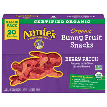 Annie's Homegrown Organic Bunny Fruit Snacks Berry Patch Fruit Snacks - 5 x .8 oz
