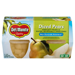 Del Monte Diced Pears,, No Sugar Added 4, 4 oz cups