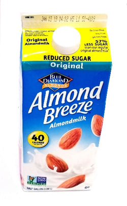 Blue Diamond Almond Original Almond Breeze Almondmilk ( reduced sugar 40 calories) 1/2 gallon