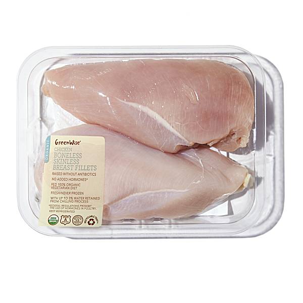 GreenWise Organic Boneless Chicken Fillets, 99% Fat Free, USDA Grade A 2 pieces