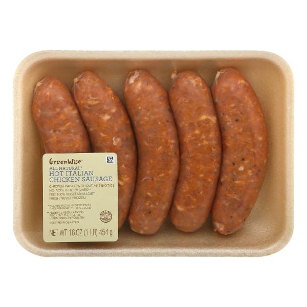 GreenWise Chicken Sausage, Hot Italian, Raised Without Antibiotics 1 Lb