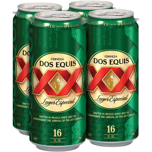 Cerveza Dos Equis XX Lager Especial 4 pack cans 16 Fl oz