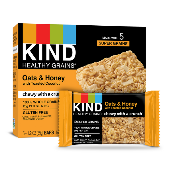 Kind Healthy Grains Oats & Honey with Toasted Coconut Granola Bars - 5 ct