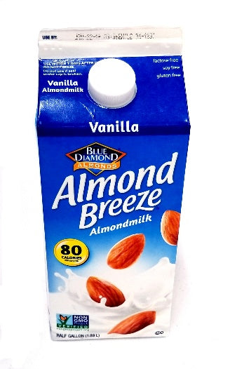 Blue Diamond Almond Vanilla Almond Breeze Almondmilk (80 calories) 1/2 gallon