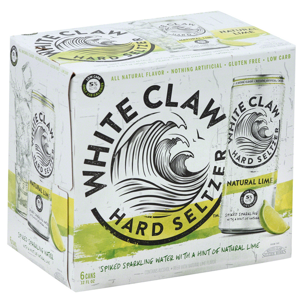 White Claw Hard Seltzer Natural Lime 6 pack cans 12 Fl oz
