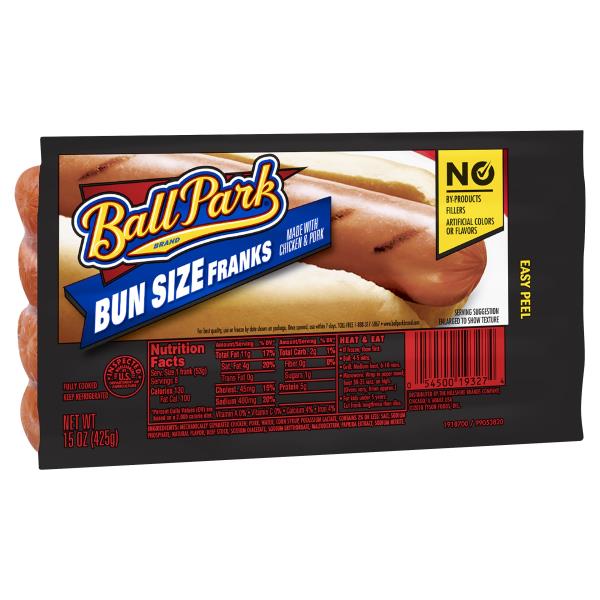 Ball Park Classic Hot Dogs, Bun Size Length, 8 Count 15 oz