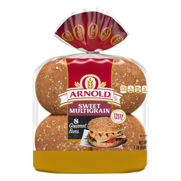 Arnold Gourmet Hamburger Buns, Sweet Multigrain 8 ct 16 oz