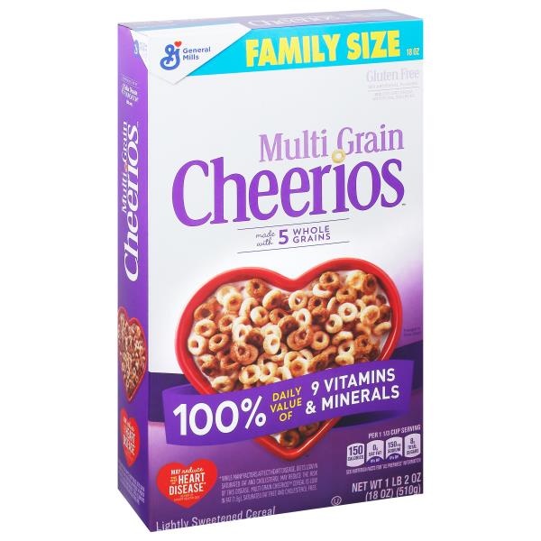 Cheerios Lightly Sweetened Cereal, Multi Grain, Family Size 18 oz