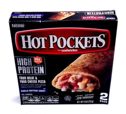 Nestle High Protein Four Meat & Four Cheese Pizza with Garlic Buttery Crust Hot Pockets (2 pack)