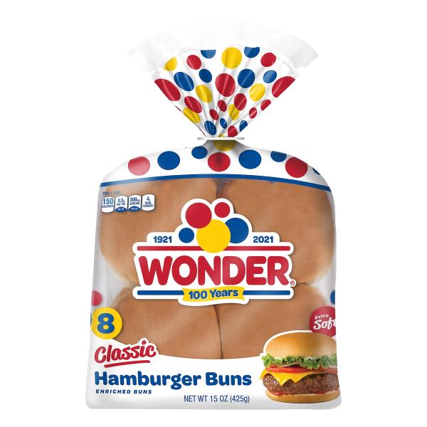 Wonder Hamburger Buns, Enriched, Classic, Extra Soft 15 oz 8 ct