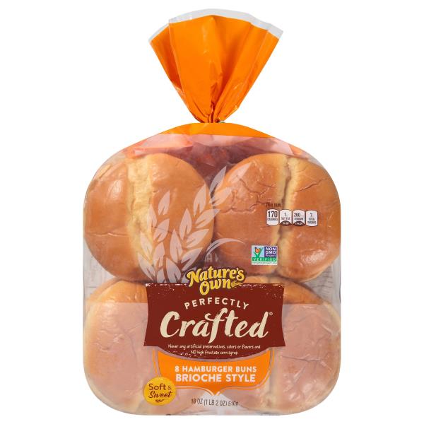 Nature's Own Perfectly Crafted Hamburger Buns, Brioche Style 18 oz 8 ct