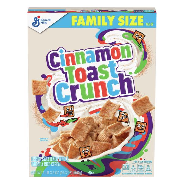 Cinnamon Toast Crunch Whole Wheat & Rice Cereal, Crispy, Sweetened, Family Size 18.8 oz