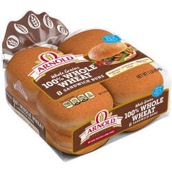 Arnold Whole 100% Whole Wheat Grains Sandwich Buns 16 oz 8 ct
