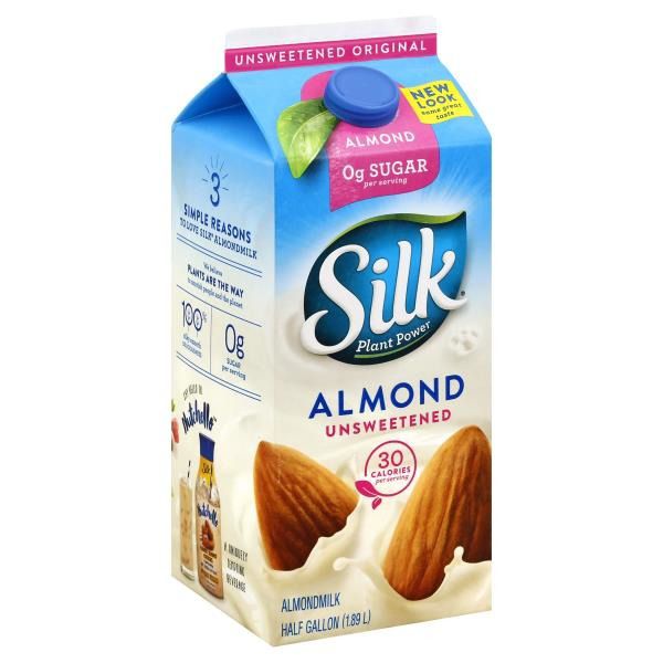 Silk Unsweetened Almond Milk 1/2 gallon
