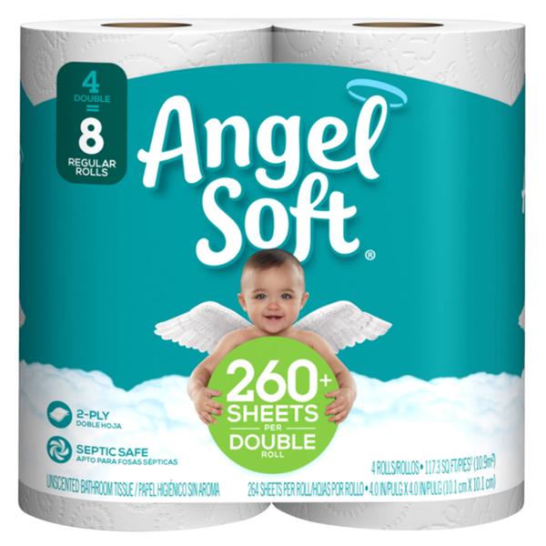 Angel Soft Bathroom Tissue (Softness & Strength) - 4 CT
