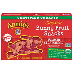 Annie's Homegrown Organic Bunny Fruit Snacks Summer Strawberry Fruit Snacks - 5 x .8 oz