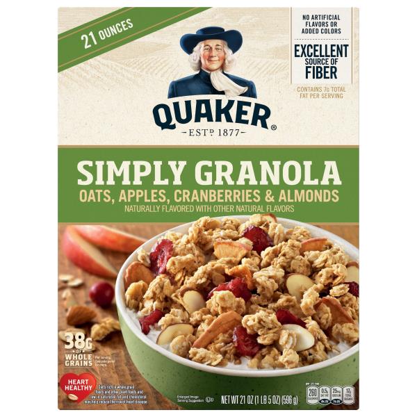 Quaker Granola, Simply, Oats, Apples, Cranberries & Almonds 21 oz