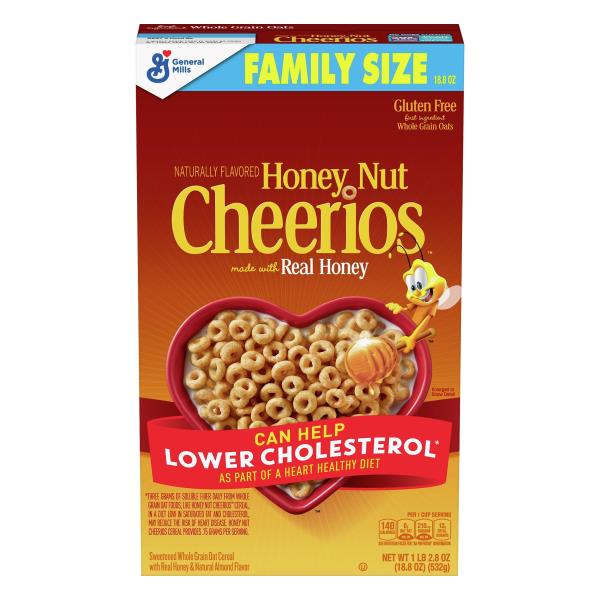 Honey Nut Cheerios, Sweetened Whole Grain Oat Cereal, Family Size 18.8 oz