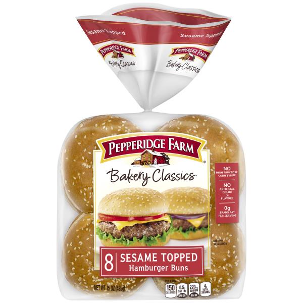 Pepperidge Farm Bakery Classics Sesame Topped Hamburger Buns 15 oz 8 ct