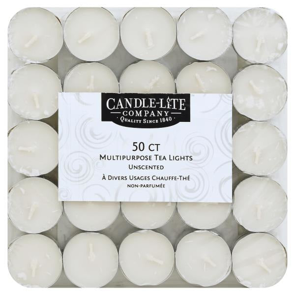Candle Lite Tea Lights, Multipurpose, Unscented - 50 ea