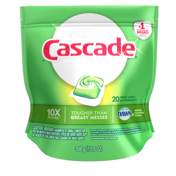 Cascade Dishwasher Detergent, Action Pacs, Fresh Scent - 20 ct