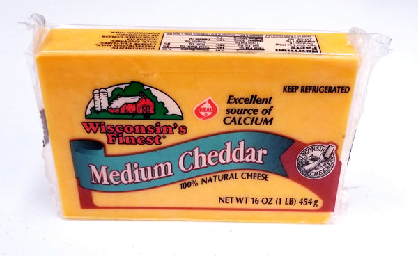 Wisconsin's Finest Medium Cheddar cheese block 16 oz