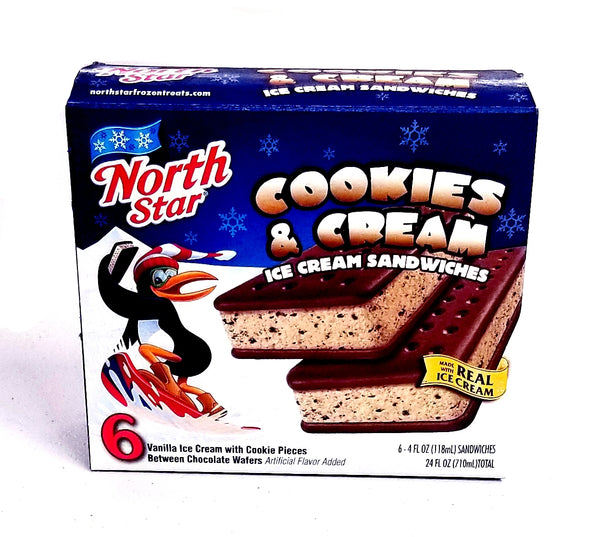 North Star Cookies & Cream Vanilla Ice Cream Sandwiches (6 count)