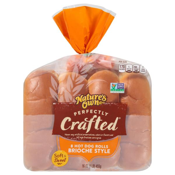 Nature's Own Perfectly Crafted Hot Dog Rolls, Brioche Style 8 ct 16 oz