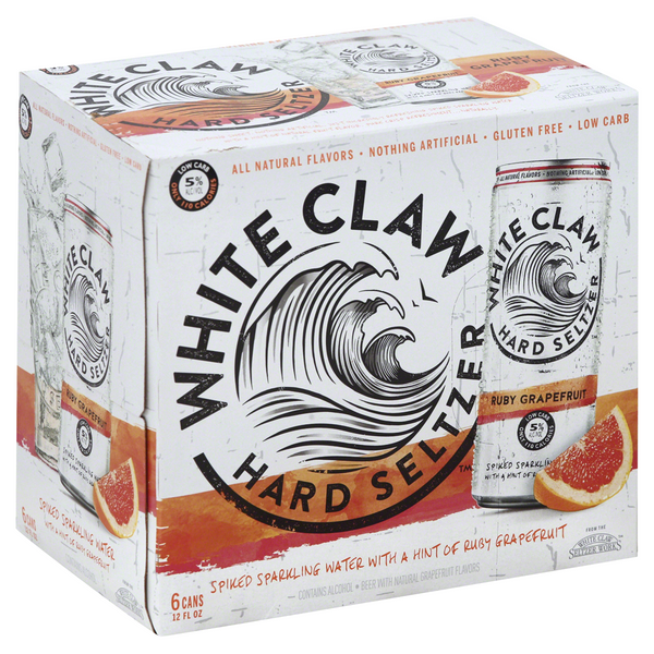 White Claw Hard Seltzer Ruby Grapefruit 6 pack cans 12 Fl oz