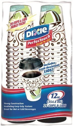 Dixie PerfecTouch Grab'N Go Cups & Lids - 12 oz 26 ct