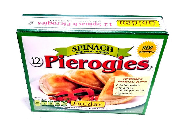Golden Spinach Pierogies (potato and onions)