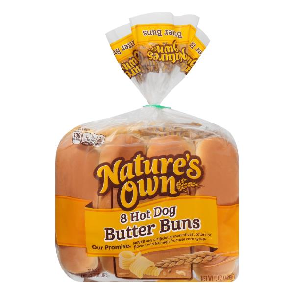 Nature's Own Hot Dog Buns, Butter Buns 8 ct 15 oz