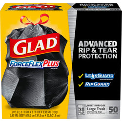 Glad Force Flex Large Trash Drawstring Bags Extra Strong - 50 ct