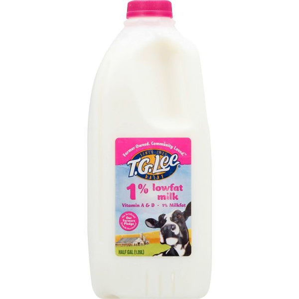 T.G. Lee Dairy Pure 1% Lowfat Milk   1/2 gallon Jug