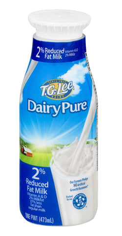 T.G. Lee Dairy Pure 2% Reduced Fat Milk 1 pint