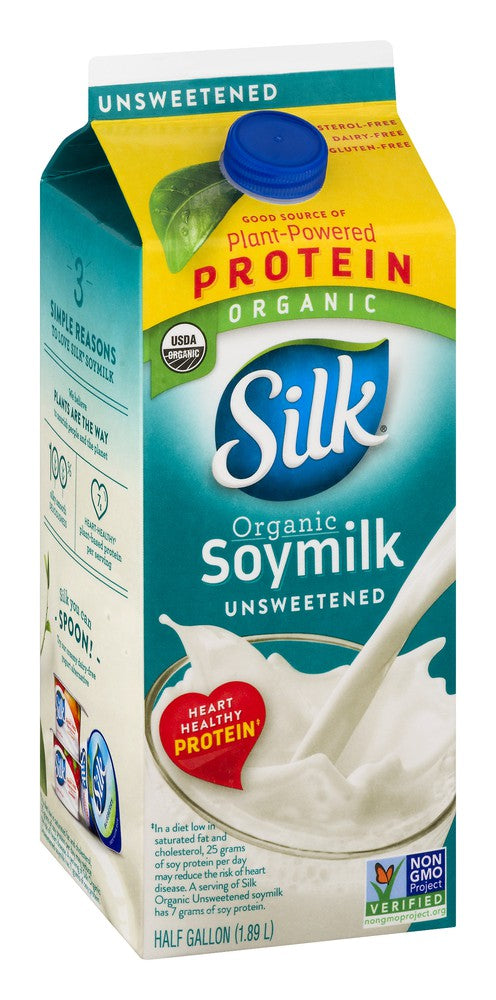 Silk Unsweetened  Organic Soymilk 1/2 gallon
