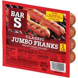 Bar S Classic Jumbo Franks 16 oz (Chicken & Pork Added)