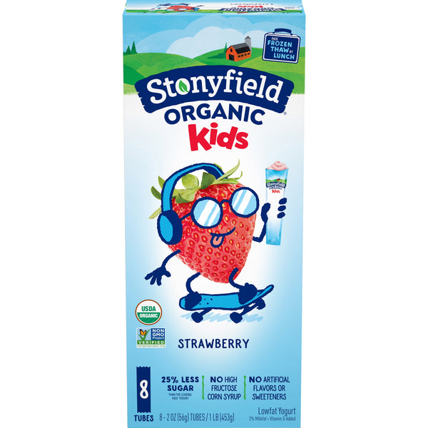 Stonyfield Organic Organic YoKids Squeezers Strawberry Lowfat Yogurt - 8 x 2 oz