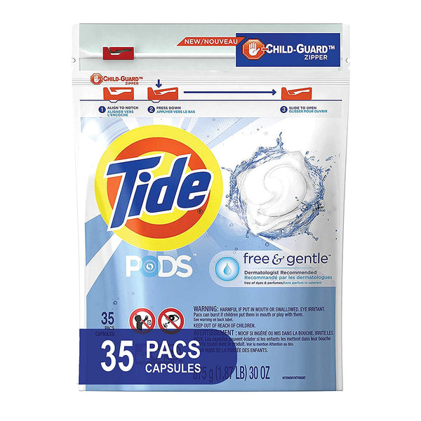 Tide PODS Free & Gentle Laundry Detergent Unscented, 35 count