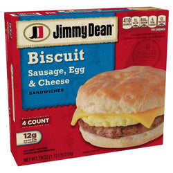 Jimmy Dean Sausage, Egg & Cheese Biscuit Sandwiches, 4 Count (Frozen)