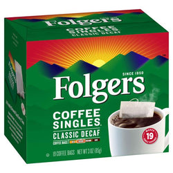 Folgers Classic Decaf Singles Bags, Medium 19 bags