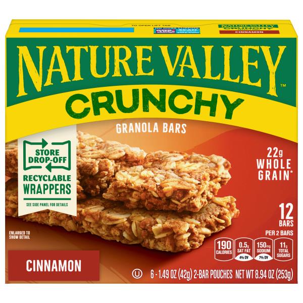 Nature Valley Cinnamon Granola Bars, Crunchy 6, 1.49 oz bars
