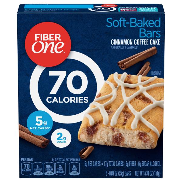Fiber One Soft-Baked Cinnamon Coffee Cake Bars, 6, .89 oz bars