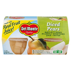 Del Monte Diced Pears, 4, 4 oz cups