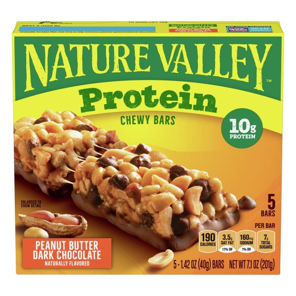 Nature Valley Peanut Butter Dark Chocolate Protein Chewy Bars 5, 1.42 oz bars