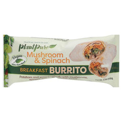 PlantPure Breakfast Burrito, Mushroom & Spinach 5.5 oz (Vegan)