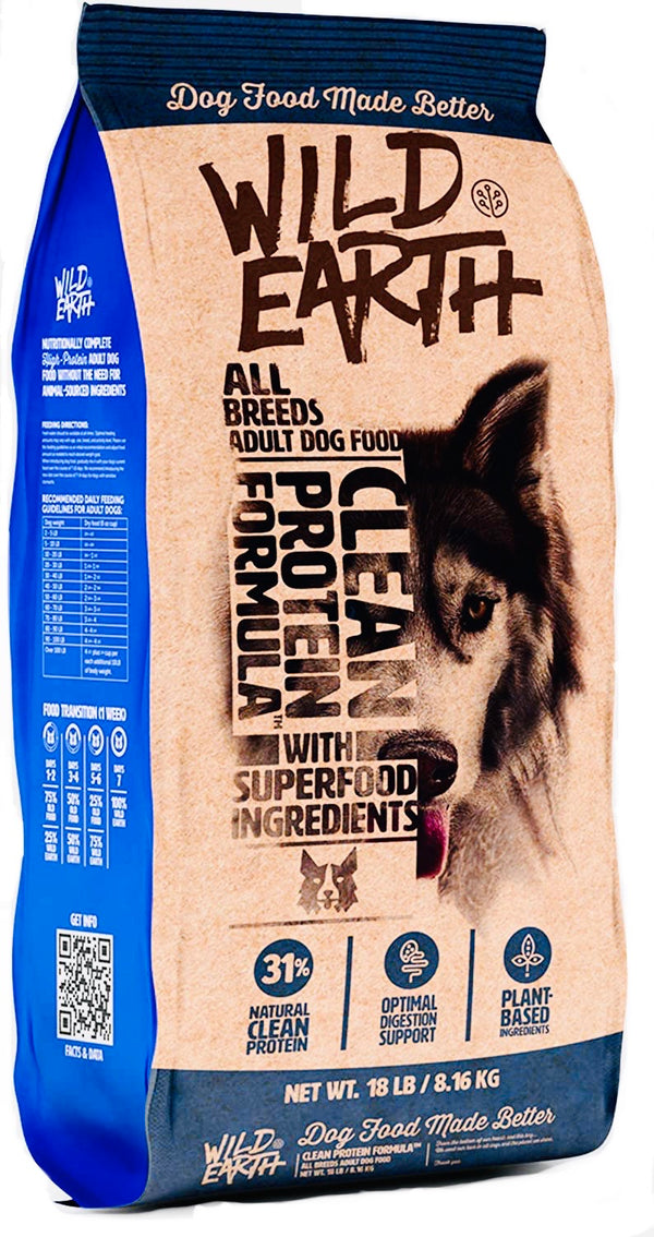 Wild Earth Clean Protein Dog Food 18 Lb Bag Vegan