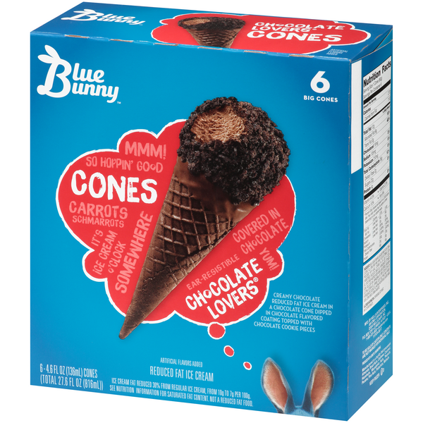 Blue Bunny Chocolate Lovers Cones (6 count)