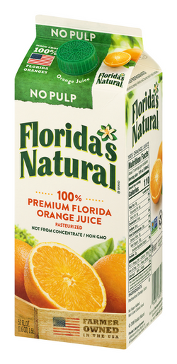 Florida's Natural 100% Premium Florida Orange Juice 52 Fl oz ( pasturized with no Pulp)